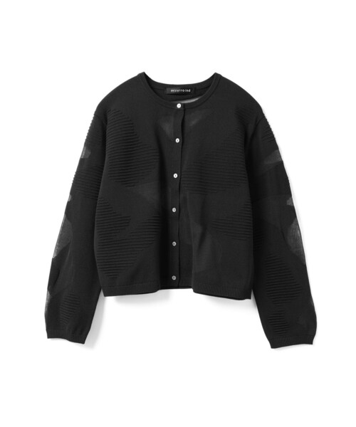 mizuiroind（ミズイロインド）の「mizuiro ind シアーパターンカーディガン（カーディガン/ボレロ・レディース・ブラック/ネイビー・FREE）」の6枚目の写真