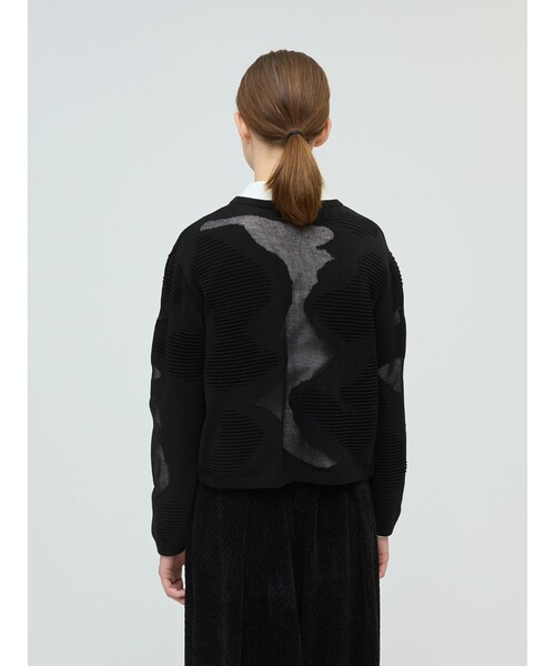 mizuiroind（ミズイロインド）の「mizuiro ind シアーパターンカーディガン（カーディガン/ボレロ・レディース・ブラック/ネイビー・FREE）」の8枚目の写真