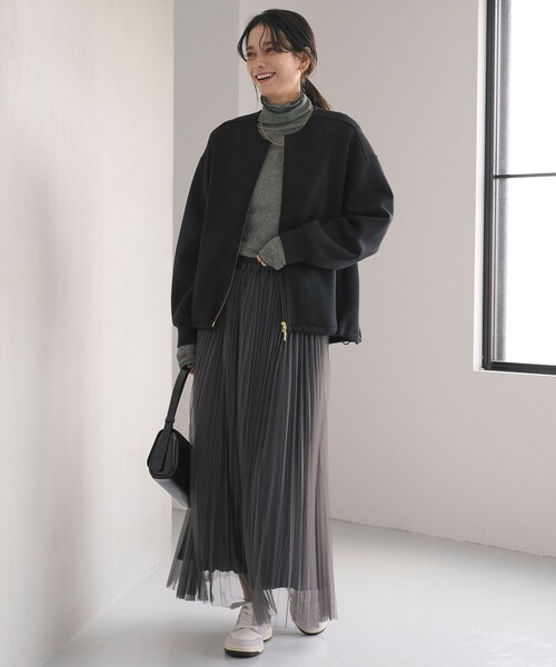 green label relaxing（グリーンレーベルリラクシング）の「［size SHORT/TALLあり］2WAY チュール プリーツ スカート（スカート・レディース・ライトグレー/ダークグレー/モカ/ブラウン・FREE/SHORT/TALL）」の7枚目の写真