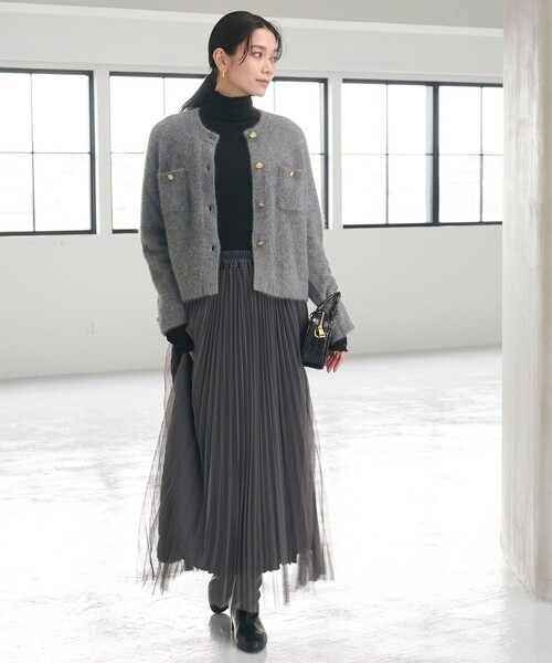 green label relaxing（グリーンレーベルリラクシング）の「［size SHORT/TALLあり］2WAY チュール プリーツ スカート（スカート・レディース・ライトグレー/ダークグレー/モカ/ブラウン・FREE/SHORT/TALL）」の8枚目の写真