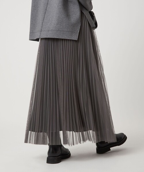 green label relaxing（グリーンレーベルリラクシング）の「［size SHORT/TALLあり］2WAY チュール プリーツ スカート（スカート・レディース・ライトグレー/ダークグレー/モカ/ブラウン・FREE/SHORT/TALL）」の11枚目の写真