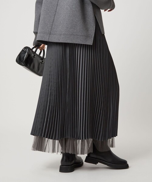 green label relaxing（グリーンレーベルリラクシング）の「［size SHORT/TALLあり］2WAY チュール プリーツ スカート（スカート・レディース・ライトグレー/ダークグレー/モカ/ブラウン・FREE/SHORT/TALL）」の13枚目の写真
