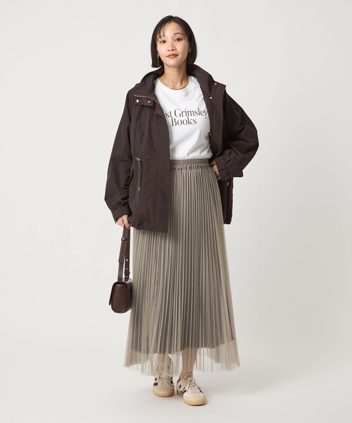 green label relaxing（グリーンレーベルリラクシング）の「［size SHORT/TALLあり］2WAY チュール プリーツ スカート（スカート・レディース・ライトグレー/ダークグレー/モカ/ブラウン・FREE/SHORT/TALL）」の17枚目の写真