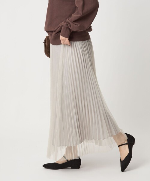 green label relaxing（グリーンレーベルリラクシング）の「［size SHORT/TALLあり］2WAY チュール プリーツ スカート（スカート・レディース・ライトグレー/ダークグレー/モカ/ブラウン・FREE/SHORT/TALL）」の20枚目の写真