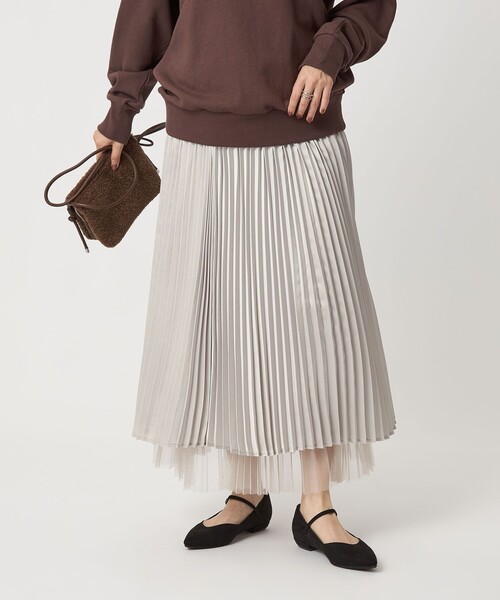 green label relaxing（グリーンレーベルリラクシング）の「［size SHORT/TALLあり］2WAY チュール プリーツ スカート（スカート・レディース・ライトグレー/ダークグレー/モカ/ブラウン・FREE/SHORT/TALL）」の22枚目の写真
