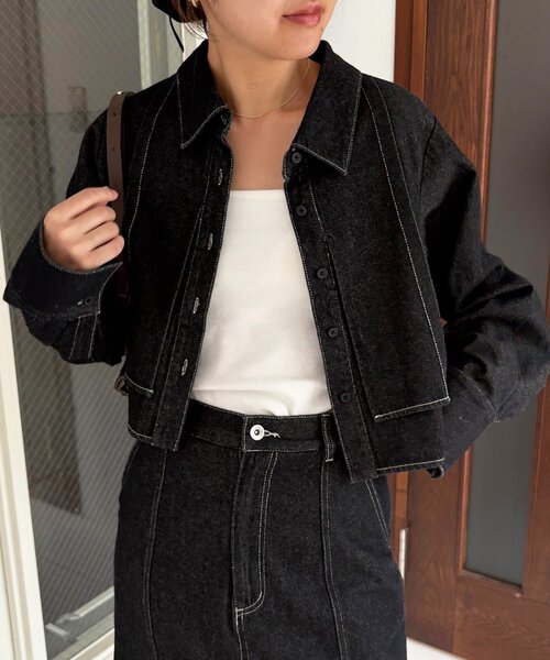 セットアップ対応】コットンクロップシャツ（シャツ/ブラウス