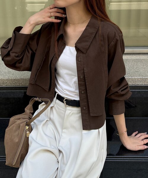 即購入OK ！カプリシュレマージュ　コットンクロップシャツ CAPRICIEUX LE'MAGE（カプリシューレマージュ）の「【セットアップ対応