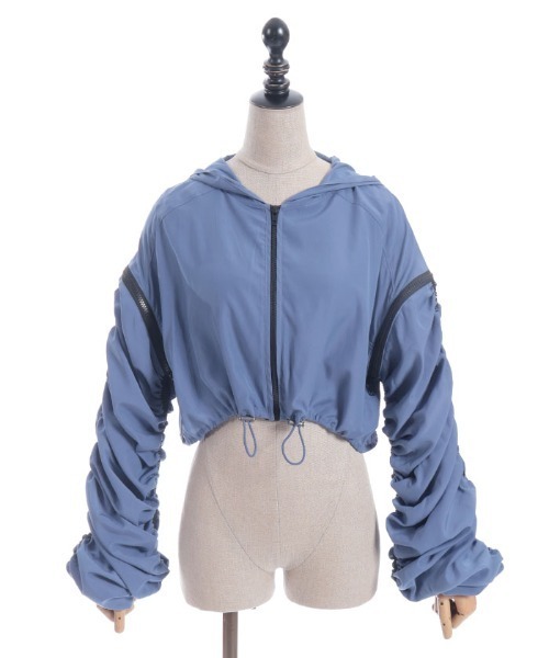 axes femme POETIQUE（アクシーズファムポエティック）の「ボリューム袖シアーブルゾン（その他アウター・レディース・ブルー/ホワイト/ブラック・MEDIUM）」の11枚目の写真