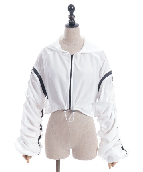 axes femme POETIQUE（アクシーズファムポエティック）の「ボリューム袖シアーブルゾン（その他アウター・レディース・ブルー/ホワイト/ブラック・MEDIUM）」の20枚目の写真