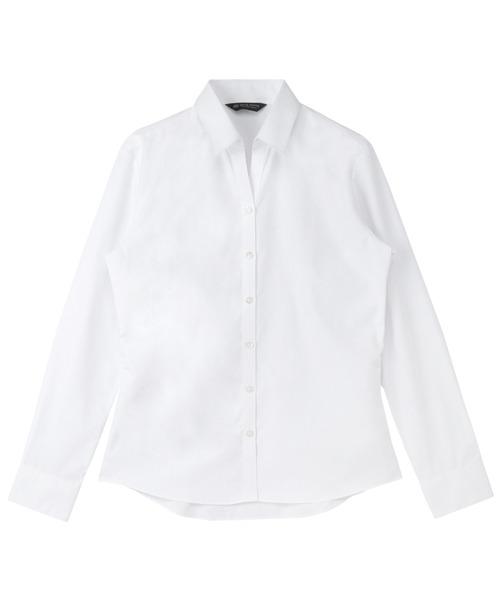 TOKYO SHIRTS(トウキョウシャツ)の「【透け防止】 形態安定ノンアイロン スキッパー 長袖ビジネスワイシャツ 白無地(ビジネスシャツ・レディース・ホワイト・LL/M/XS/S/L/XL)」の1枚目の写真