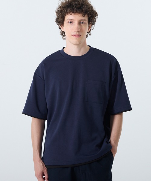 coca(coca)(コカ)の「ソフトジャージレイヤード風半袖Tシャツ(Tシャツ/カットソー・メンズ・ライトグレー/グレイッシュベージュ/ブラック/ダークブルー・XL/M/L)」の4枚目の写真