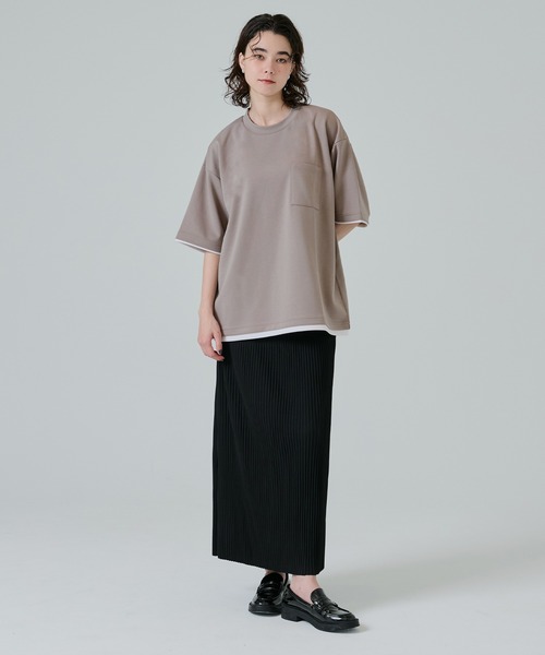 coca(coca)(コカ)の「ソフトジャージレイヤード風半袖Tシャツ(Tシャツ/カットソー・メンズ・ライトグレー/グレイッシュベージュ/ブラック/ダークブルー・XL/M/L)」の7枚目の写真