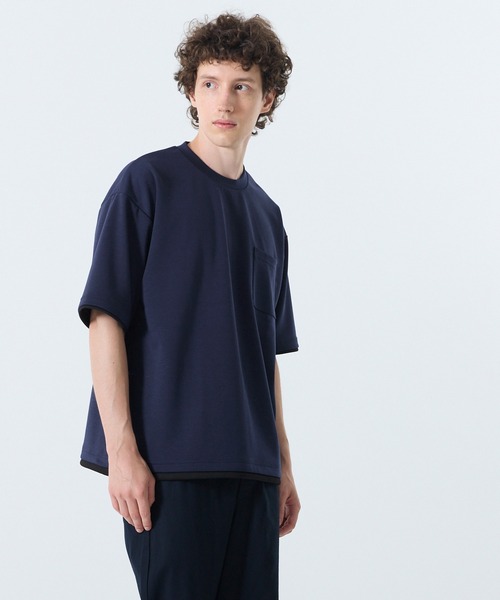 coca(coca)(コカ)の「ソフトジャージレイヤード風半袖Tシャツ(Tシャツ/カットソー・メンズ・ライトグレー/グレイッシュベージュ/ブラック/ダークブルー・XL/M/L)」の11枚目の写真