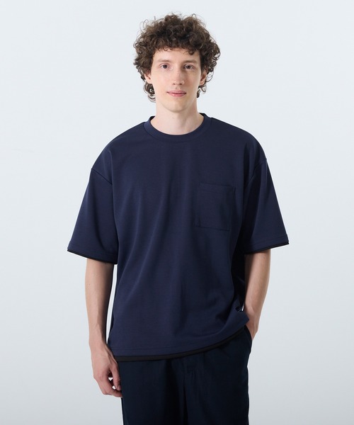 coca(coca)(コカ)の「ソフトジャージレイヤード風半袖Tシャツ(Tシャツ/カットソー・メンズ・ライトグレー/グレイッシュベージュ/ブラック/ダークブルー・XL/M/L)」の13枚目の写真