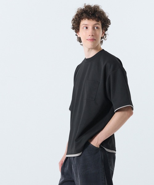 coca(coca)(コカ)の「ソフトジャージレイヤード風半袖Tシャツ(Tシャツ/カットソー・メンズ・ライトグレー/グレイッシュベージュ/ブラック/ダークブルー・XL/M/L)」の15枚目の写真
