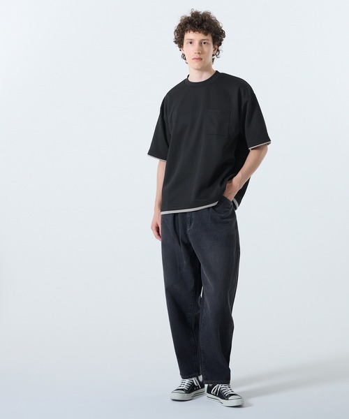 coca(coca)(コカ)の「ソフトジャージレイヤード風半袖Tシャツ(Tシャツ/カットソー・メンズ・ライトグレー/グレイッシュベージュ/ブラック/ダークブルー・XL/M/L)」の16枚目の写真