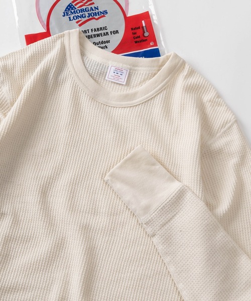 JEMORGAN（ジェーイーモーガン）の「【87】【JEMORGAN/ジェーイーモーガン】ワッフル/フライス クルーネック ロングスリーブ Tシャツ/無地Ｔ/パックT/インナーウェア（Tシャツ/カットソー・メンズ・ホワイト/ネイビー/ブラック/カーキ/オフホワイト/グレー/チャコールグレー/ダークグレー/ブラック系その他/ホワイト系その他/グレー系その他・S/M/L/XL）」の2枚目の写真