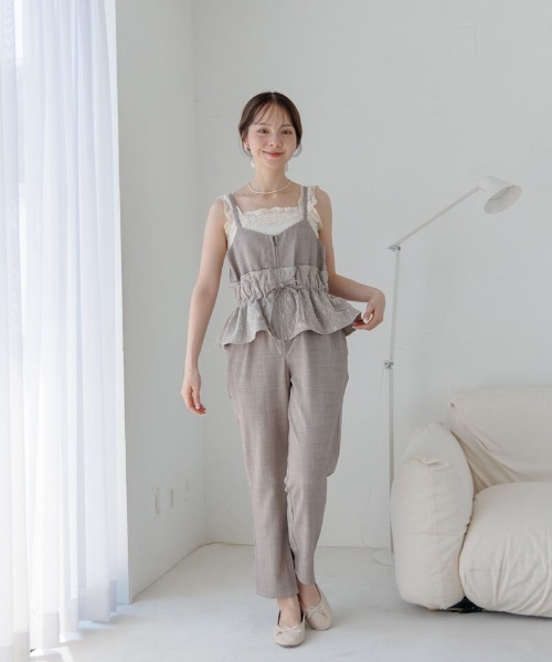 flower(フラワー)の「レディーフレアロンパース(つなぎ/オールインワン・レディース・グレー/ブラウン・FREE)」の3枚目の写真