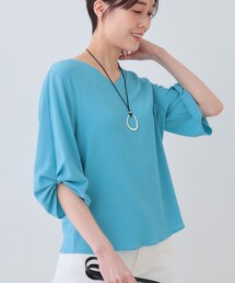 INDIVI | 【洗える】タックデザインスリーブ ジャージトップス(Tシャツ/カットソー)