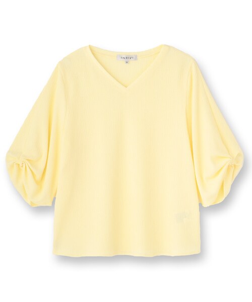 INDIVI（インディヴィ）の「【洗える】タックデザインスリーブ ジャージトップス（Tシャツ/カットソー・レディース・ブラック/イエロー系その他/ブルーグリーン/ホワイト系3・05/13/38/15 ）」の8枚目の写真