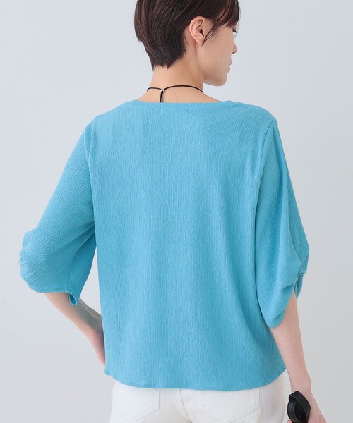 INDIVI（インディヴィ）の「【洗える】タックデザインスリーブ ジャージトップス（Tシャツ/カットソー・レディース・ブラック/イエロー系その他/ブルーグリーン/ホワイト系3・05/13/38/15 ）」の13枚目の写真