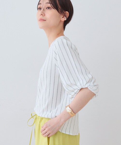 INDIVI（インディヴィ）の「【洗える】タックデザインスリーブ ジャージトップス（Tシャツ/カットソー・レディース・ブラック/イエロー系その他/ブルーグリーン/ホワイト系3・05/13/38/15 ）」の17枚目の写真