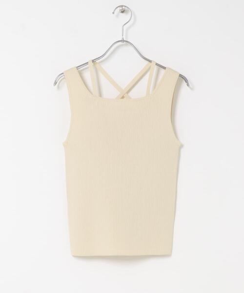 KBF(ケイビーエフ)の「BACKクロスニットタンク(タンクトップ・レディース・ライトベージュ/ブラウン/ブラック・ONE)」の12枚目の写真