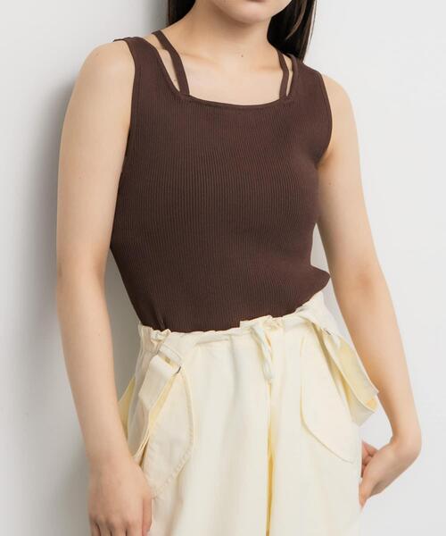 KBF(ケイビーエフ)の「BACKクロスニットタンク(タンクトップ・レディース・ライトベージュ/ブラウン/ブラック・ONE)」の14枚目の写真