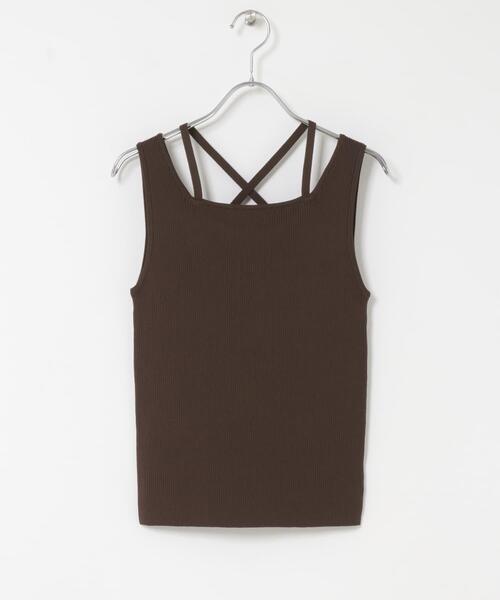 KBF(ケイビーエフ)の「BACKクロスニットタンク(タンクトップ・レディース・ライトベージュ/ブラウン/ブラック・ONE)」の19枚目の写真