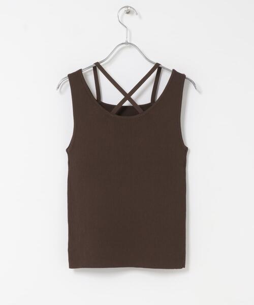 KBF(ケイビーエフ)の「BACKクロスニットタンク(タンクトップ・レディース・ライトベージュ/ブラウン/ブラック・ONE)」の20枚目の写真