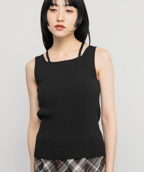KBF（ケイビーエフ）の「BACKクロスニットタンク（タンクトップ・レディース・ブラウン/ブラック/ライトベージュ・ONE）」の20枚目の写真