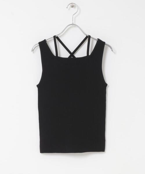 KBF(ケイビーエフ)の「BACKクロスニットタンク(タンクトップ・レディース・ライトベージュ/ブラウン/ブラック・ONE)」の6枚目の写真