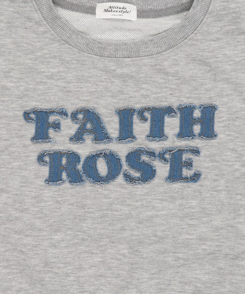 SPINNS（スピンズ）の「旬見え☆デニム貼り付けロゴショートスウェット（スウェット・レディース・ブラック/レッド/オートミール/杢グレー・ONESIZE）」の16枚目の写真