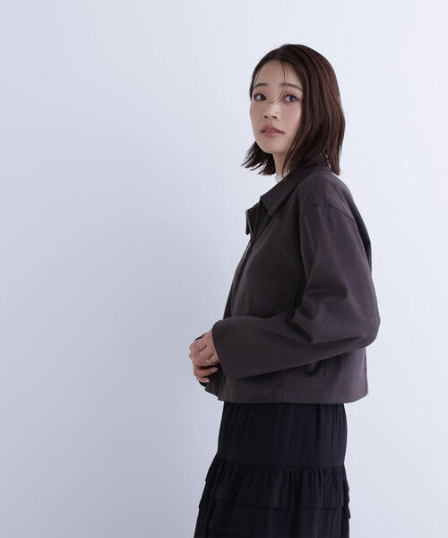 NATURAL BEAUTY BASIC(ナチュラルビューティーベーシック)の「◇【Oggi掲載】ステンカラーフェイクスエードブルゾン(ブルゾン・レディース・ブラウン/ベージュ/チャコールグレー・SMALL/MEDIUM)」の17枚目の写真