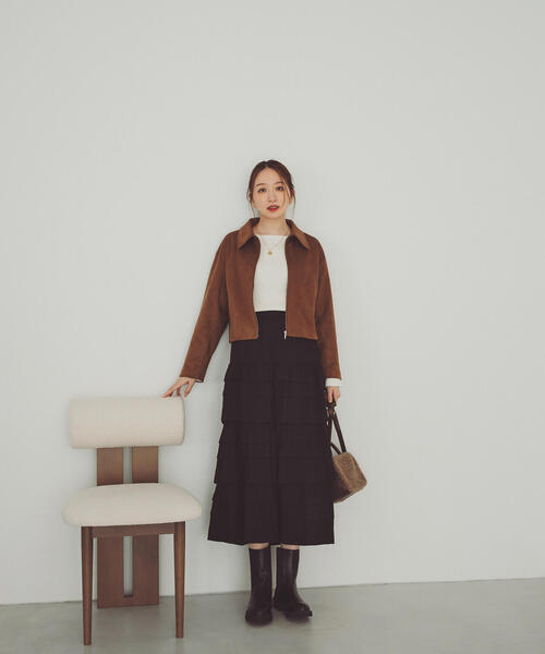 NATURAL BEAUTY BASIC(ナチュラルビューティーベーシック)の「◇【Oggi掲載】ステンカラーフェイクスエードブルゾン(ブルゾン・レディース・ブラウン/ベージュ/チャコールグレー・SMALL/MEDIUM)」の8枚目の写真