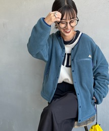 MARCEIN ノーカラージャケット ブルー水色系 ノーカラージャケット（ブルー・ネイビー/青色系）ファッション