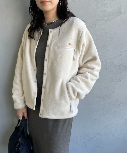 KELTY（ケルティ）の「[KELTY/ケルティ] 別注 クルーネック フリースカーディガン（ノーカラージャケット・レディース・チャコールグレー/ブルー/アイボリー・S/M）」の11枚目の写真