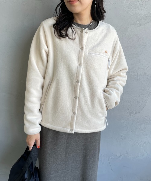 KELTY（ケルティ）の「[KELTY/ケルティ] 別注 クルーネック フリースカーディガン（ノーカラージャケット・レディース・チャコールグレー/ブルー/アイボリー・S/M）」の12枚目の写真