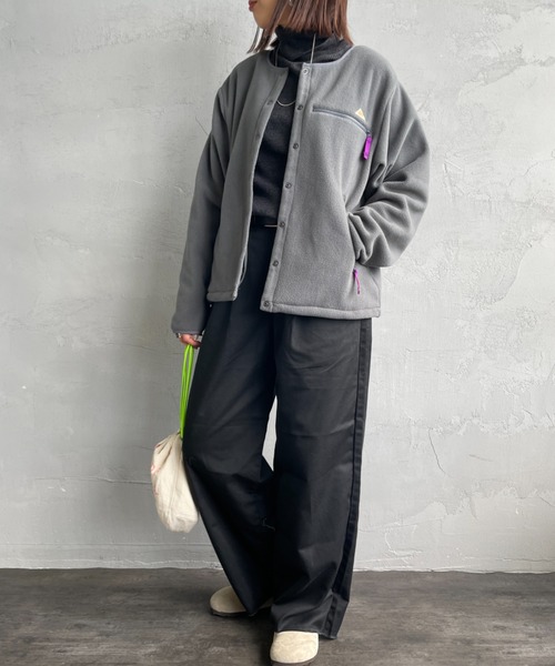 KELTY（ケルティ）の「[KELTY/ケルティ] 別注 クルーネック フリースカーディガン（ノーカラージャケット・レディース・チャコールグレー/ブルー/アイボリー・S/M）」の6枚目の写真