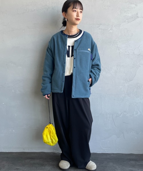 KELTY（ケルティ）の「[KELTY/ケルティ] 別注 クルーネック フリースカーディガン（ノーカラージャケット・レディース・チャコールグレー/ブルー/アイボリー・S/M）」の8枚目の写真