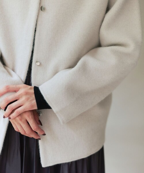 green label relaxing（グリーンレーベルリラクシング）の「［size SHORTあり］FOXブレンド セッケツ ノーカラー カーディガン（カーディガン/ボレロ・レディース・オフホワイト/ネイビー/ベージュ・FREE/SHORT）」の18枚目の写真