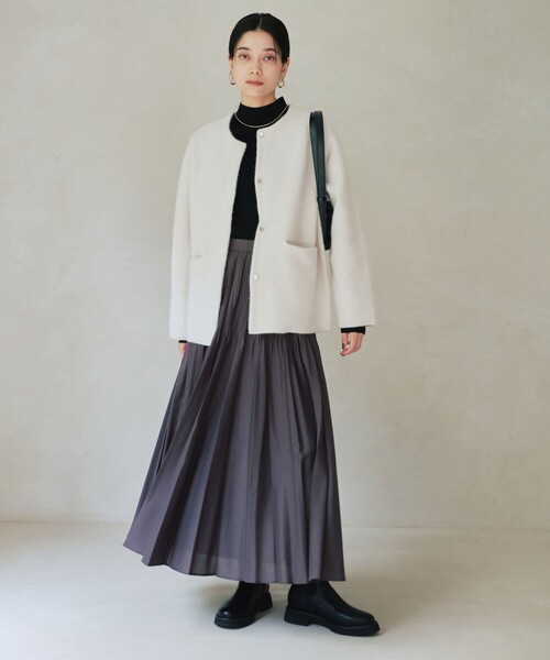 green label relaxing（グリーンレーベルリラクシング）の「［size SHORTあり］FOXブレンド セッケツ ノーカラー カーディガン（カーディガン/ボレロ・レディース・オフホワイト/ネイビー/ベージュ・FREE/SHORT）」の11枚目の写真