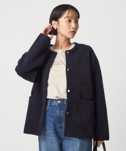 green label relaxing（グリーンレーベルリラクシング）の「［size SHORTあり］FOXブレンド セッケツ ノーカラー カーディガン（カーディガン/ボレロ・レディース・オフホワイト/ネイビー/ベージュ・FREE/SHORT）」の13枚目の写真