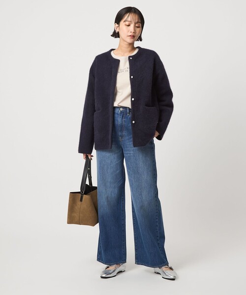 green label relaxing（グリーンレーベルリラクシング）の「［size SHORTあり］FOXブレンド セッケツ ノーカラー カーディガン（カーディガン/ボレロ・レディース・オフホワイト/ネイビー/ベージュ・FREE/SHORT）」の15枚目の写真