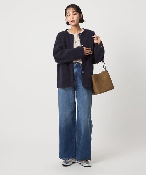 green label relaxing（グリーンレーベルリラクシング）の「［size SHORTあり］FOXブレンド セッケツ ノーカラー カーディガン（カーディガン/ボレロ・レディース・オフホワイト/ネイビー/ベージュ・FREE/SHORT）」の16枚目の写真