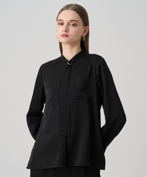 ANAYI(アナイ)の「ストレッチサテンタイ付き ブラウス〈セットアップ対応商品〉(シャツ/ブラウス・レディース・ベージュ/ブラウン/ブラック・38)」の1枚目の写真