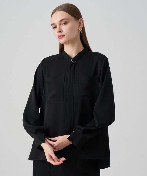 ANAYI(アナイ)の「ストレッチサテンタイ付き ブラウス〈セットアップ対応商品〉(シャツ/ブラウス・レディース・ベージュ/ブラウン/ブラック・38)」の15枚目の写真