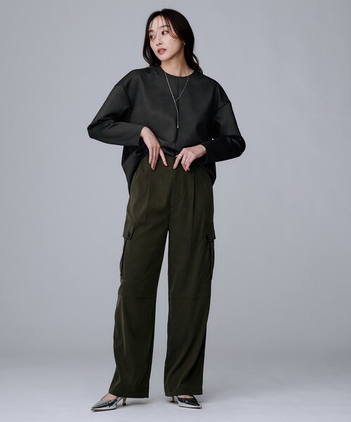 UNTITLED（アンタイトル）の「【セットアップ可/洗える】ダンボールジャージ プルオーバー（Tシャツ/カットソー・レディース・チャコールグレー/アイボリー/ブラック・44/04/02/00/50/48）」の16枚目の写真