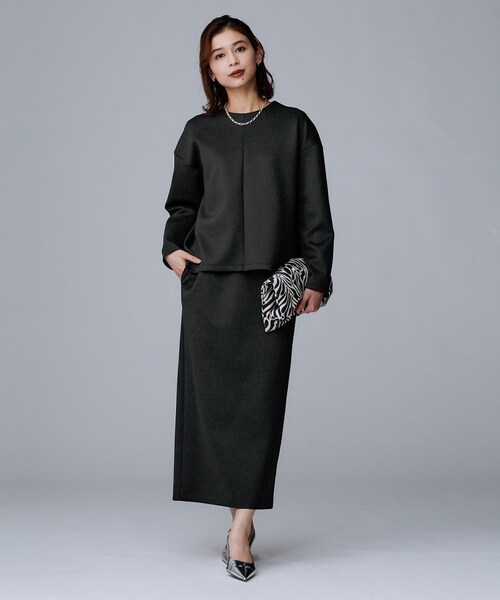 UNTITLED（アンタイトル）の「【セットアップ可/洗える】ダンボールジャージ プルオーバー（Tシャツ/カットソー・レディース・チャコールグレー/アイボリー/ブラック・44/04/02/00/50/48）」の17枚目の写真