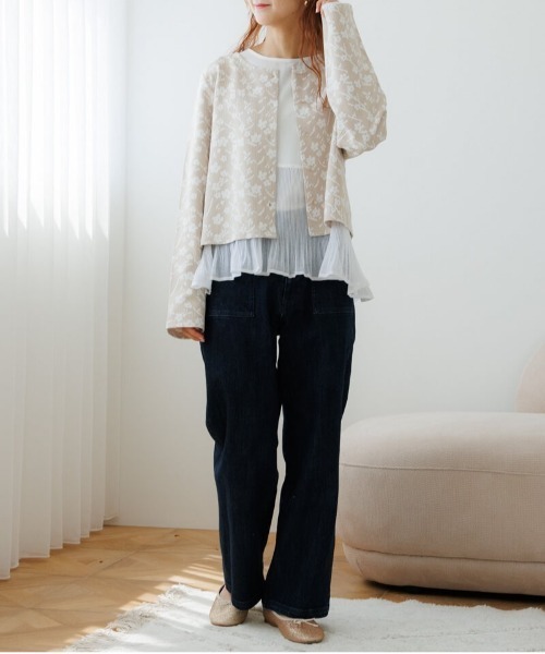 flower(フラワー)の「ランピーフローラルトップ(Tシャツ/カットソー・レディース・ブラック/ベージュ・FREE)」の5枚目の写真